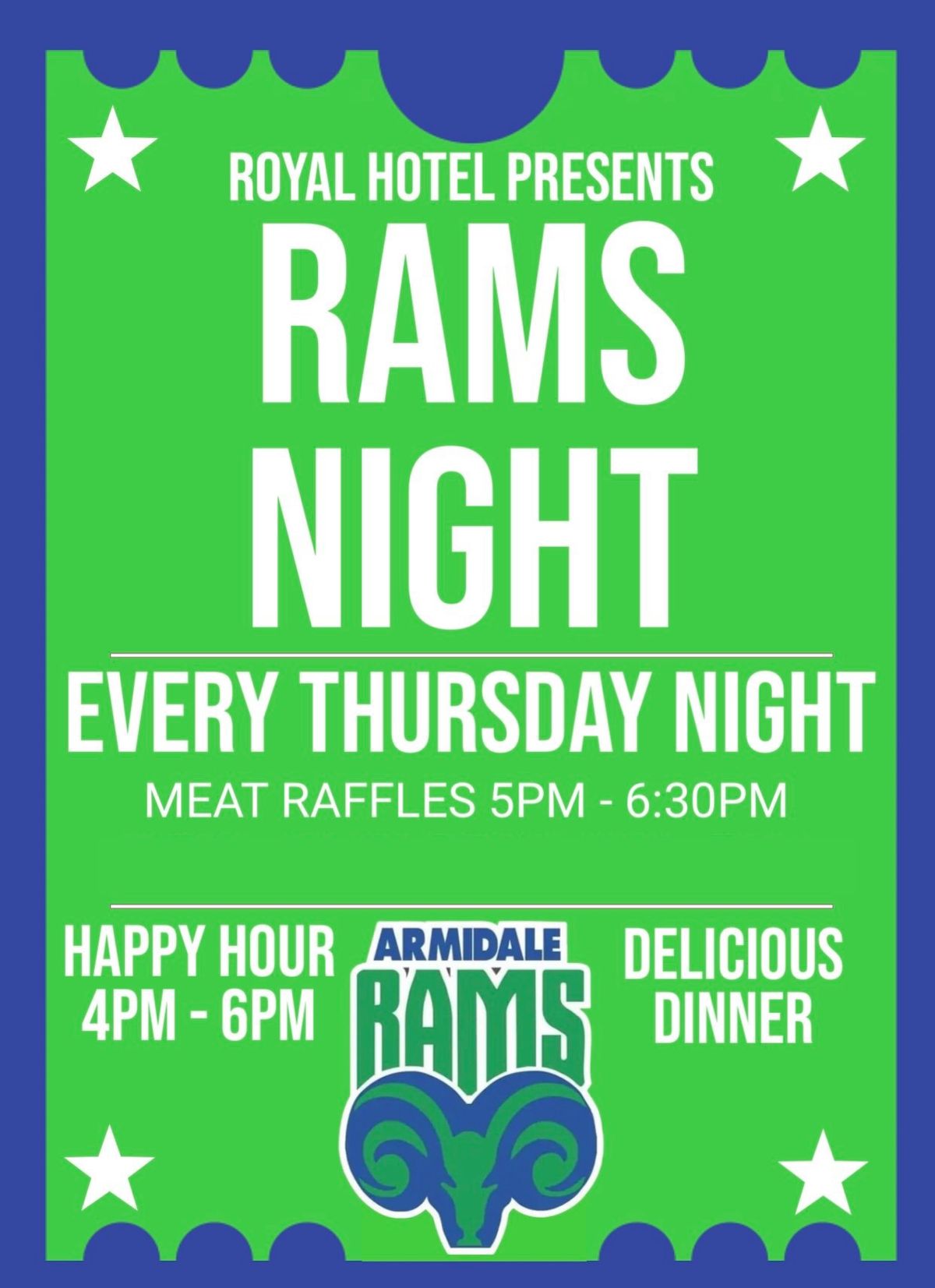 RAMS RAFFLE NIGHT @ THE ROYAL 