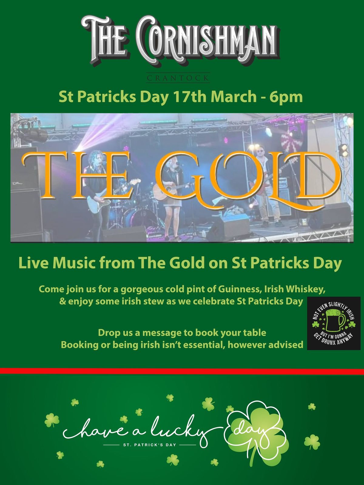 St Patricks Day 17th March - Live Music with "The Gold"