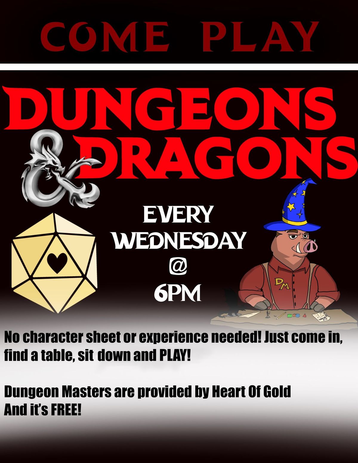 Heart of Gold Games D&D Night (Every Wednesday) (Adventure's League)