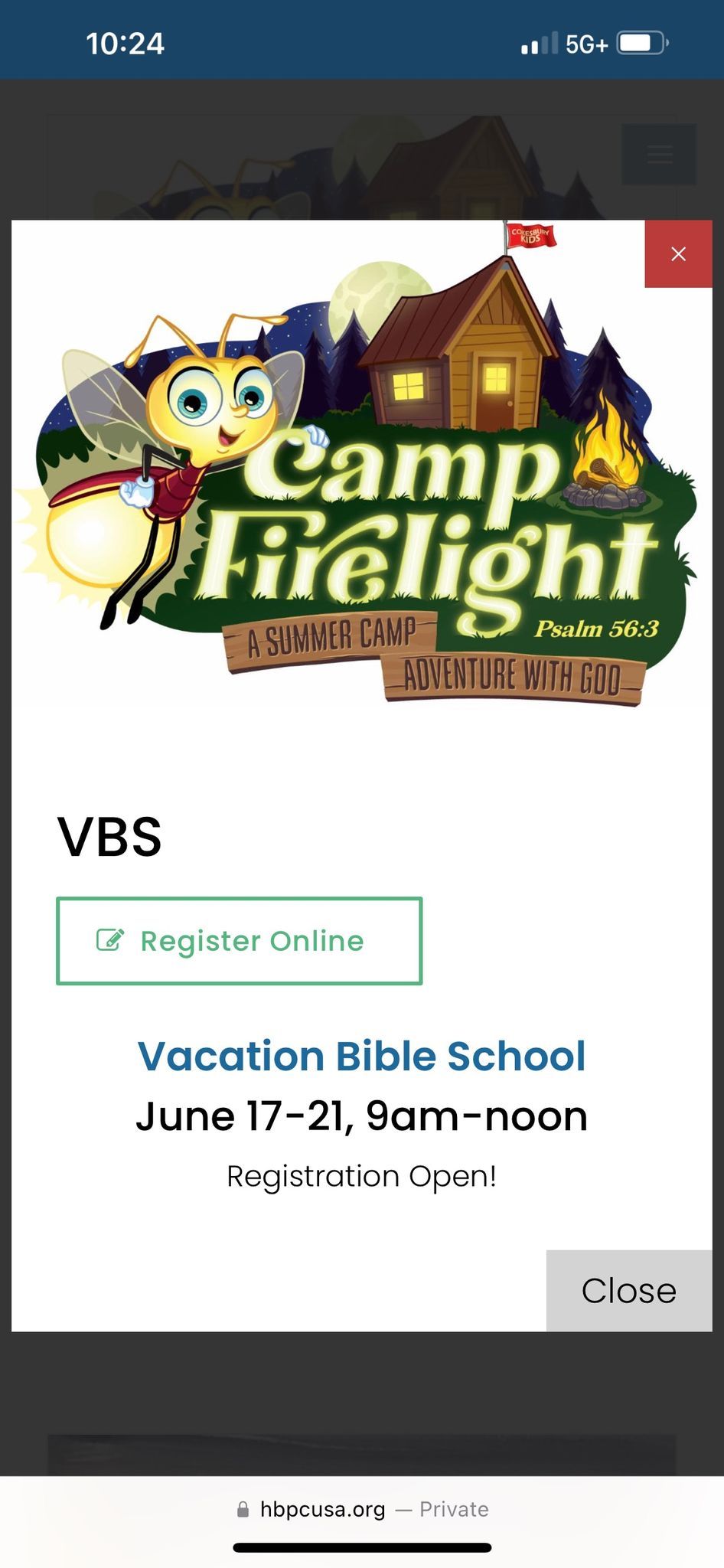 Vacation Bible School Camp Firelight 