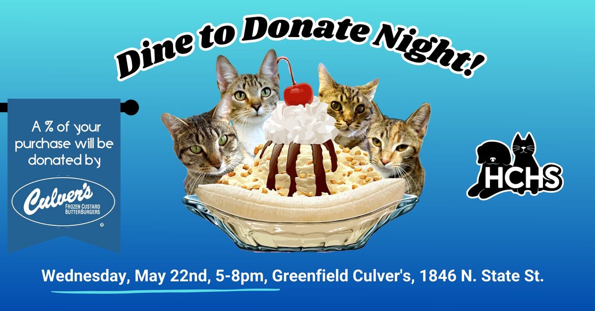 Culver's Dine to Donate for Hancock Co. Humane Society