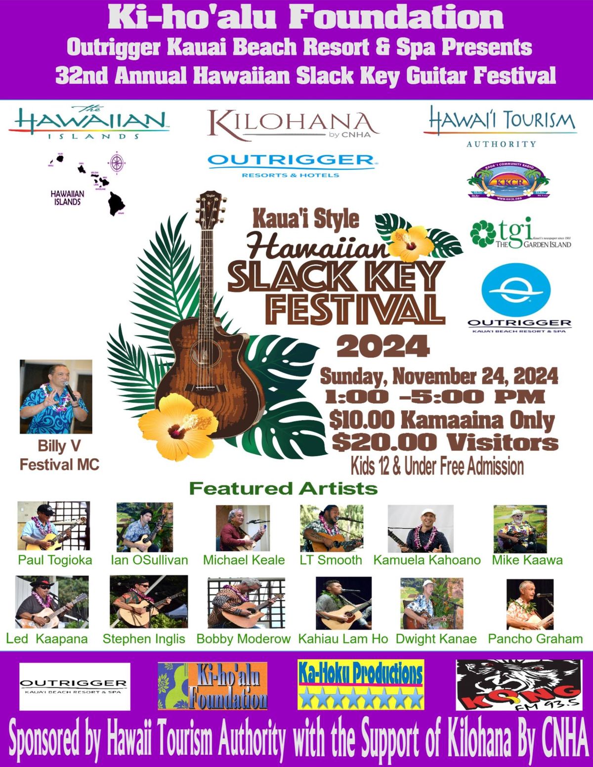 32nd Annual Hawaiian Slack Key Guitar Festival - Kauai Style