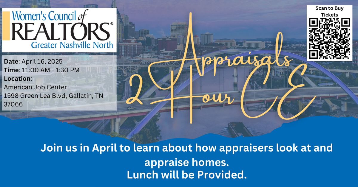 WCR April Luncheon: Appraisals 2 Hr. CE