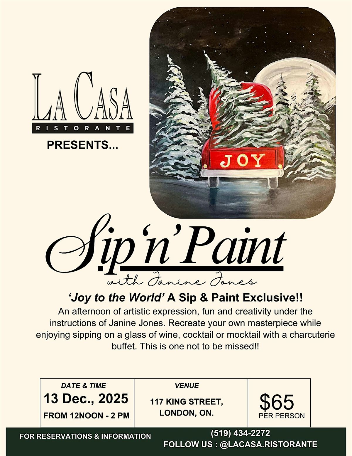 Sip 'n' Paint at La Casa December Christmas Edition