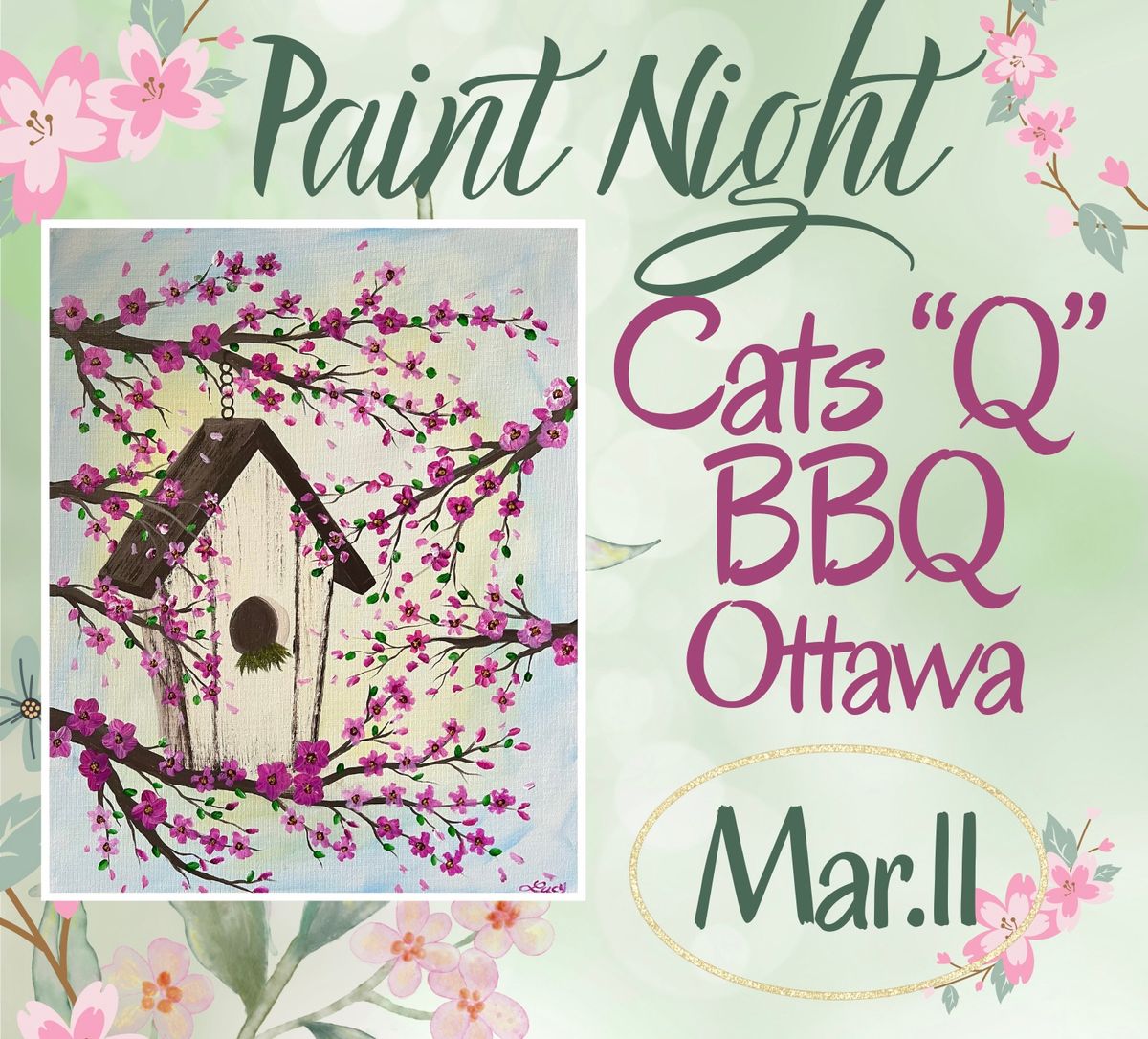 \u201cCherry Haven\u201d Paint Night at Cats \u201cQ\u201d BBQ, Ottawa 