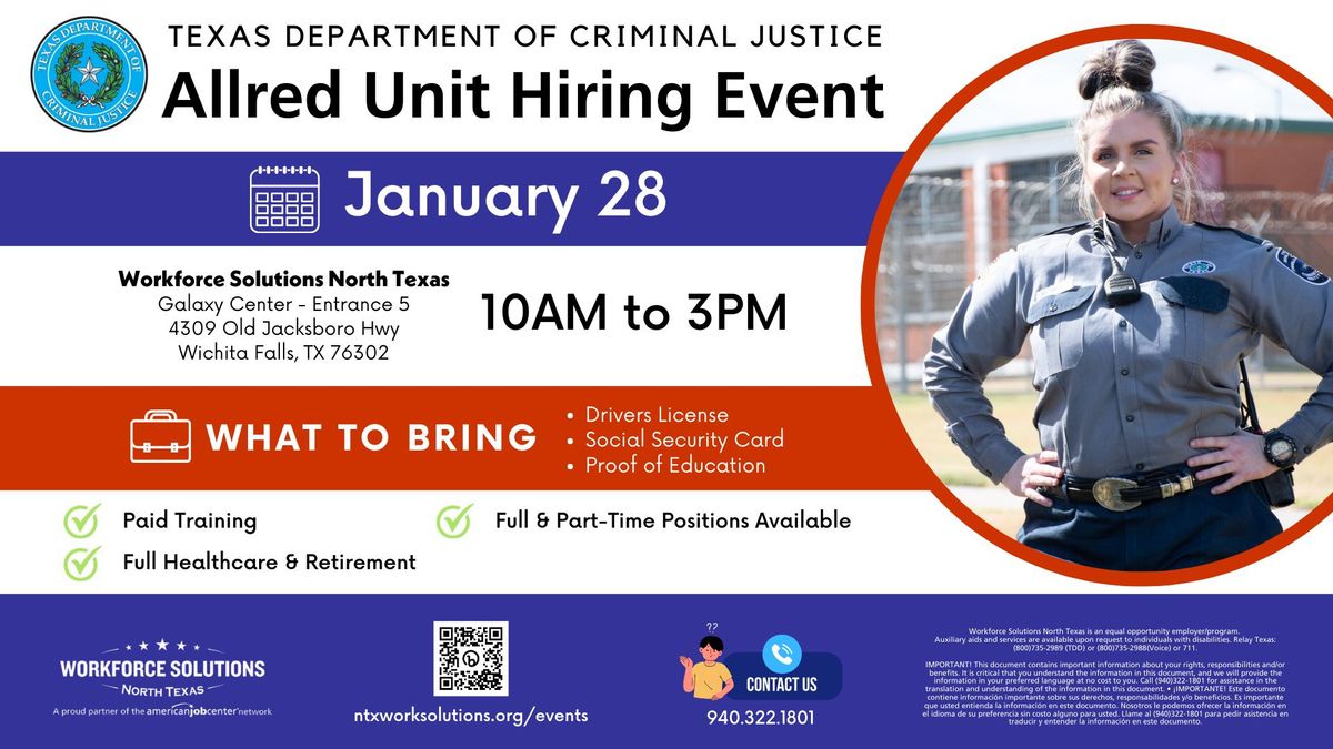 HIRING EVENT: TDCJ Allred Unit