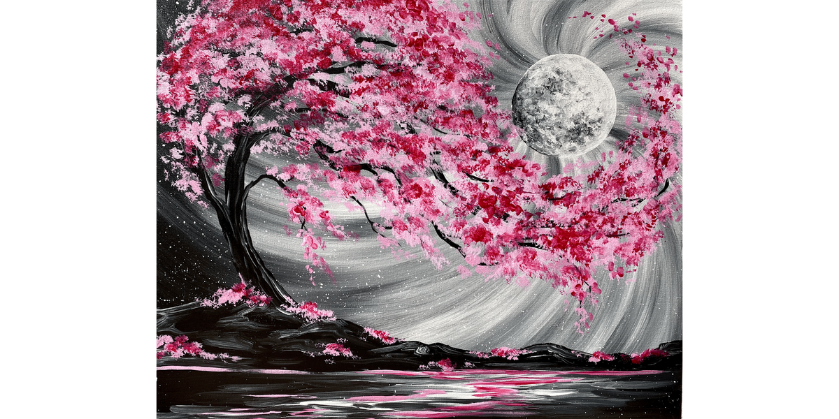 Moonlit Cherry Blossom River - Paint and Sip in Chicago | Classpop!\u2122