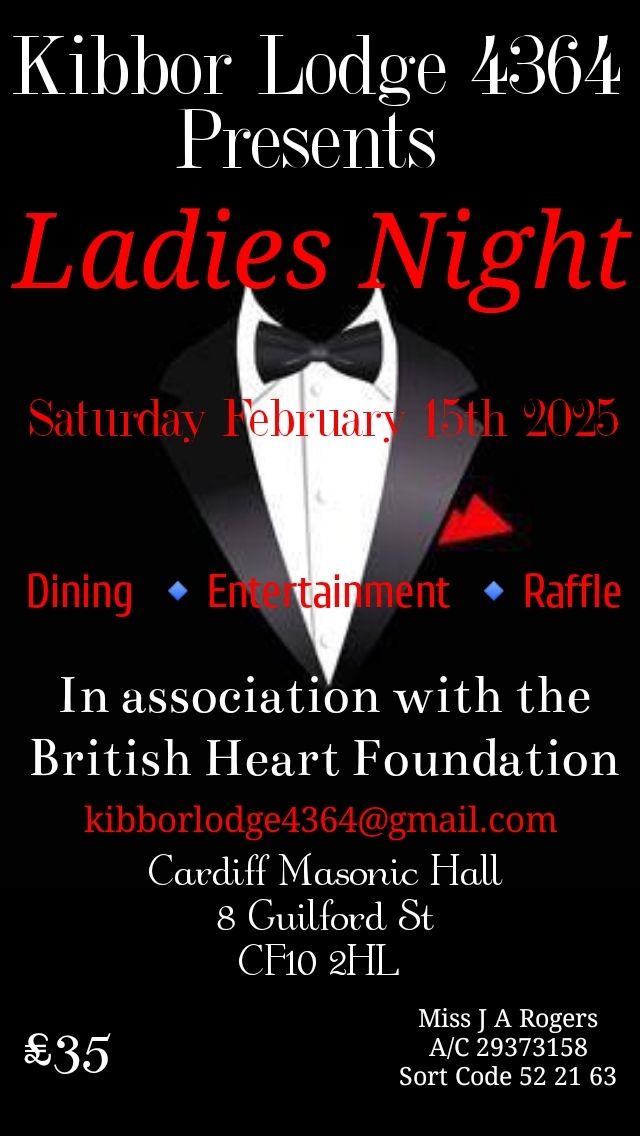 Kibbor lodge charity night @Cardiff Masonic Hall 