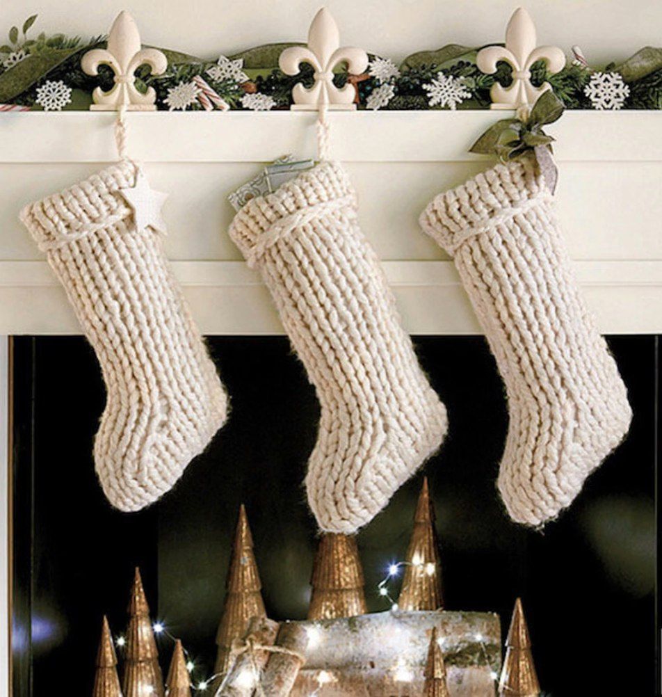 Finger Knit Christmas Stockings