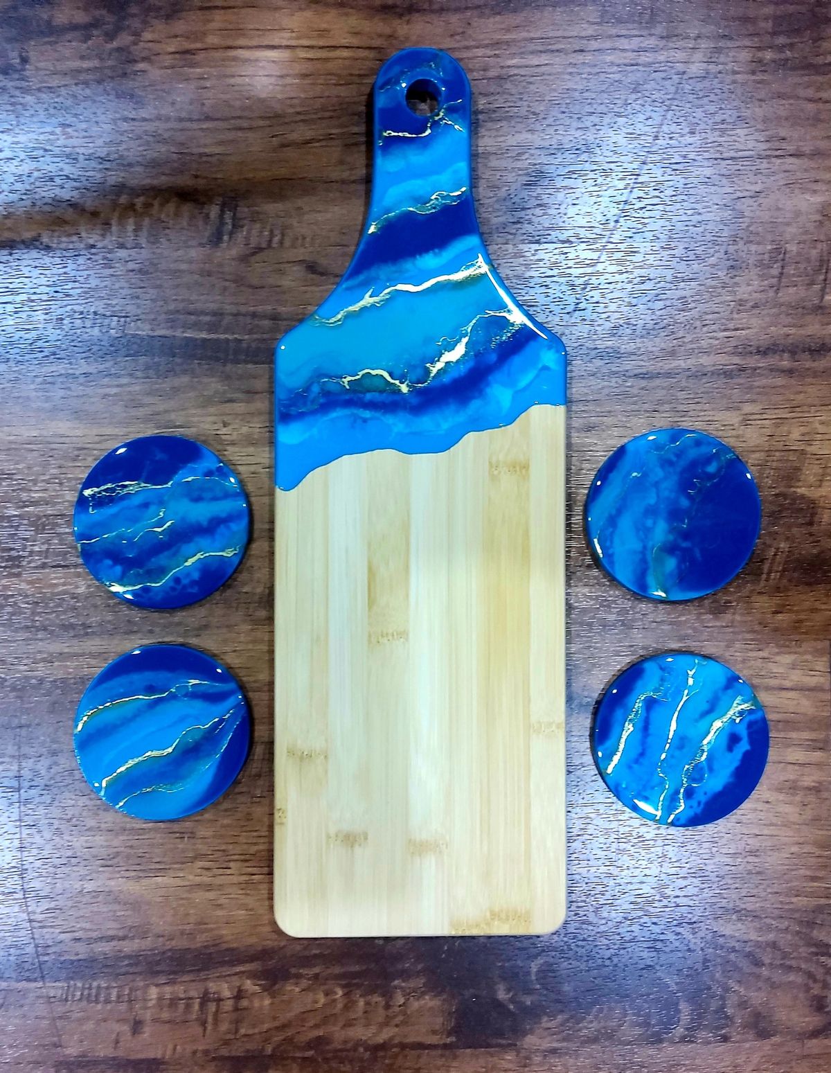 Resin Charcuterie Board & 4 Coasters