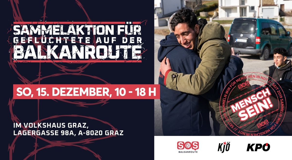 Sammelaktion f\u00fcr Gefl\u00fcchtete auf der Balkanroute in Graz