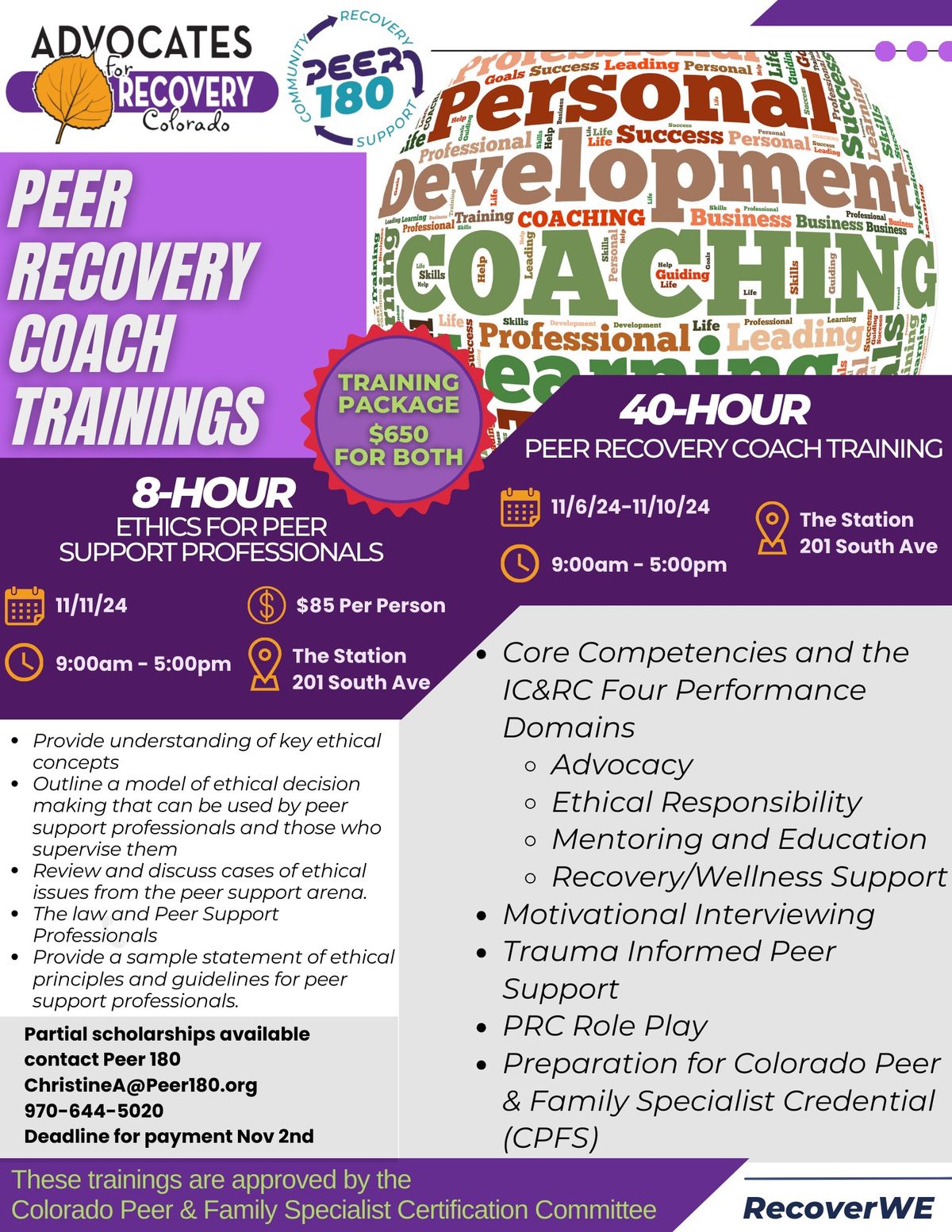 Peer Recovery Coach Training (& Ethics Training)