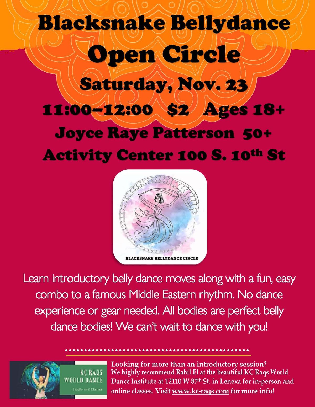 Blacksnake Bellydance November Open Circle-Learn a Rhythm Combo