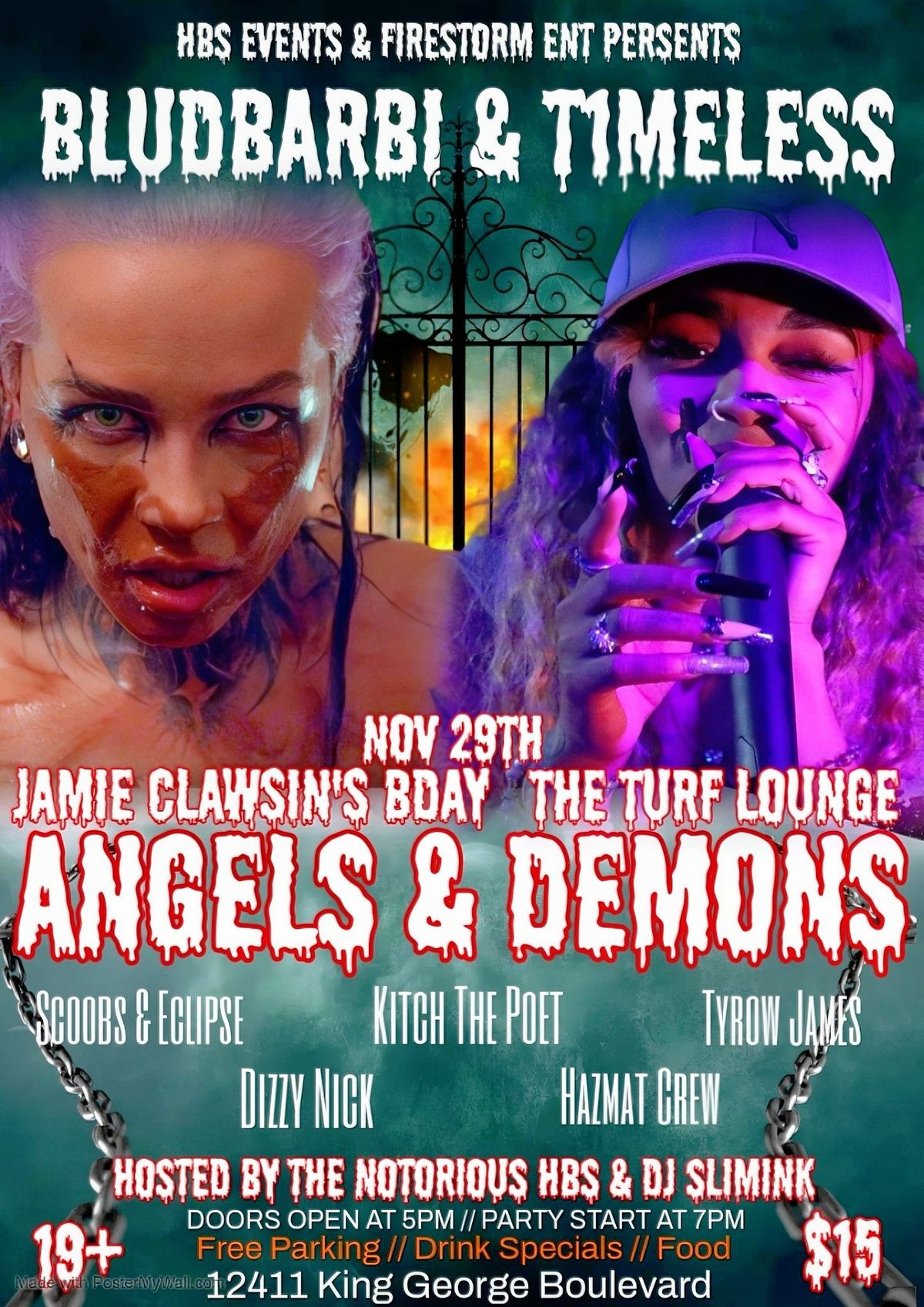 BludBarbi & T1meless  Angels and Demons November 29th The Turf Lounge