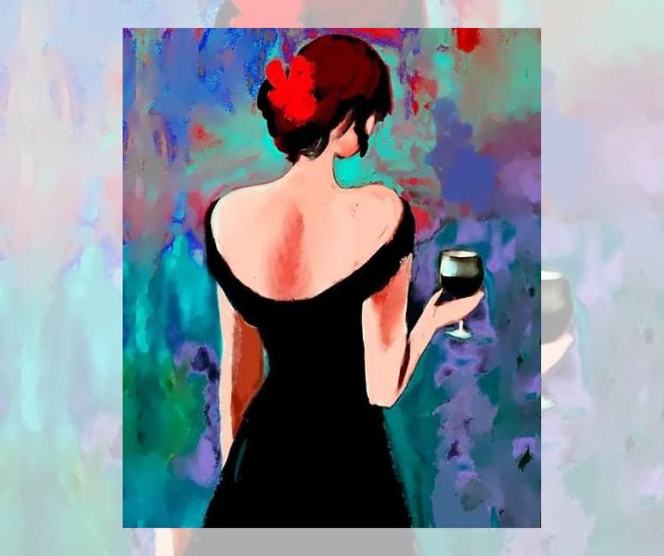 Paint & Sip Class - Woman with Wine