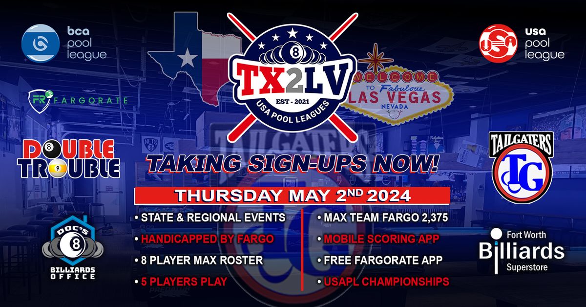 TX2LV USA Pool League Thursdays Tailgaters-Mainstreet