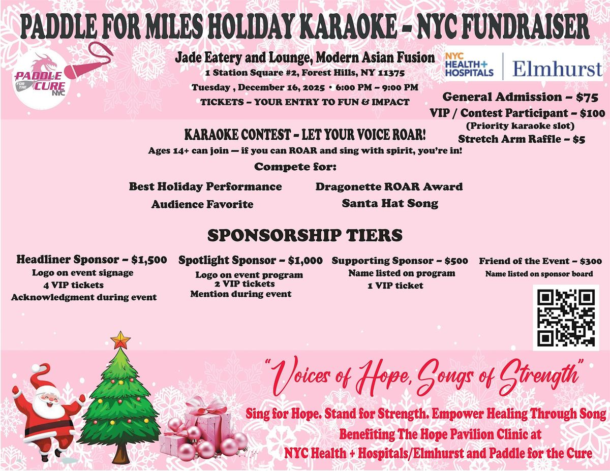 Paddle for Miles Holiday Karaoke-NYC Fundraiser