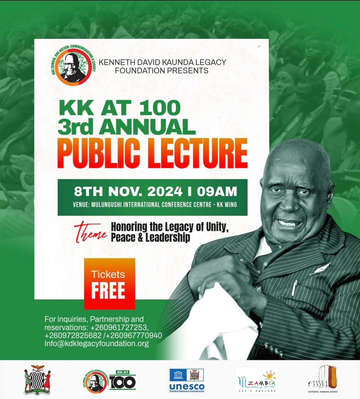 Public Lecture hosted by Kenneth Kaunda AT 100