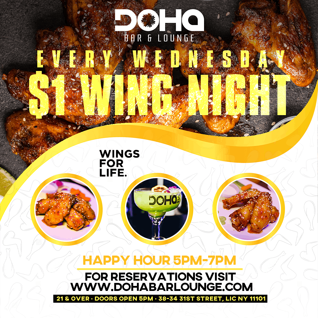 1 Wing Night Wednesdays at Doha Bar Lounge, Doha Bar & Lounge in