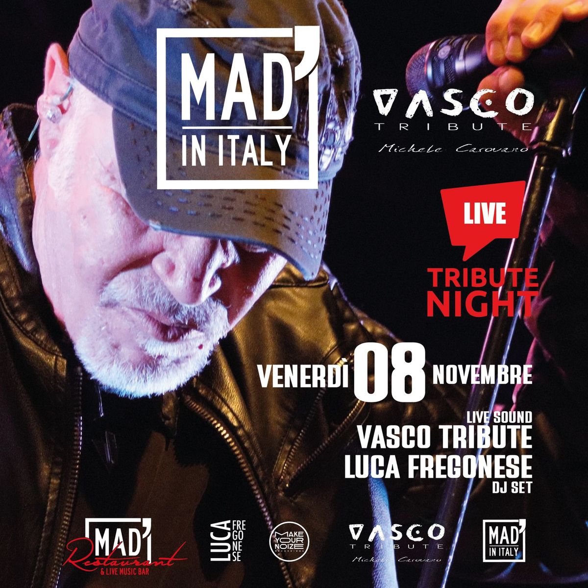 \ud83c\udfb8 Tribute Night Vasco Rossi : Live- VASCO TRIBUTE \/ Dj-Set : LUCA FREGONESE