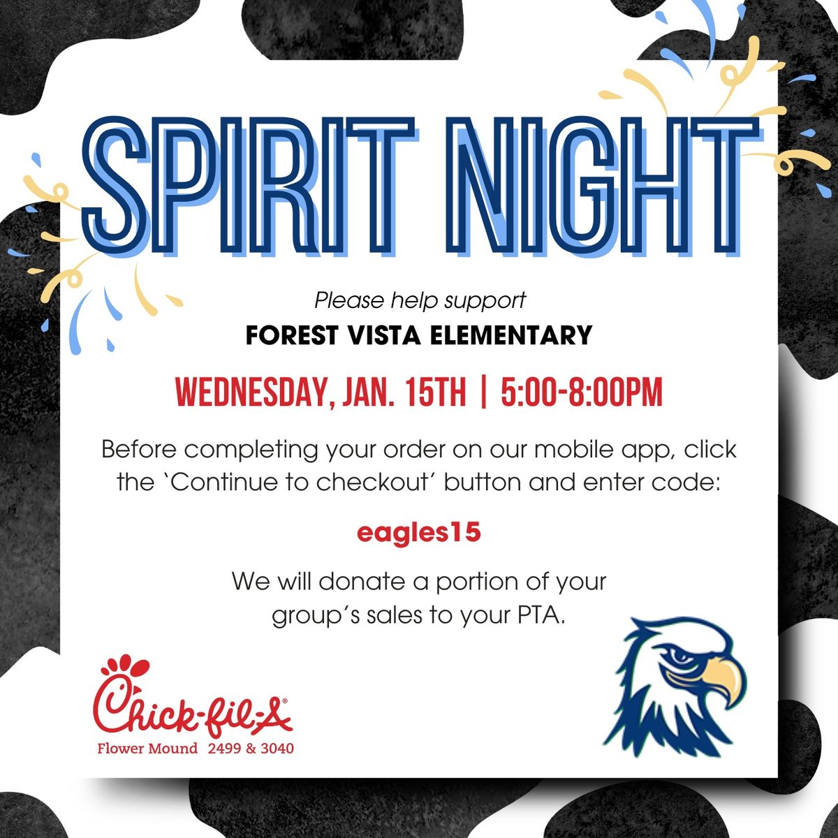 January Spirit Night at Chick Fil A