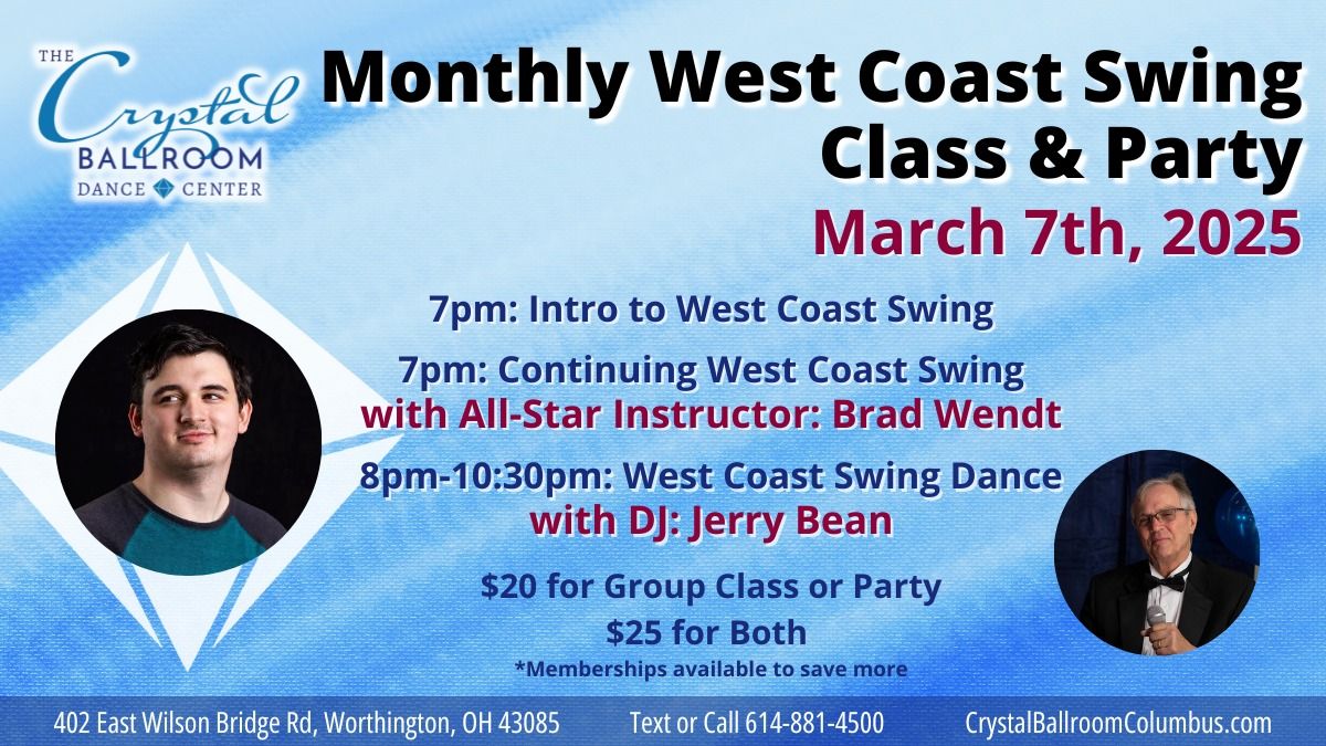 March Monthly West Coast Swing Class & Party