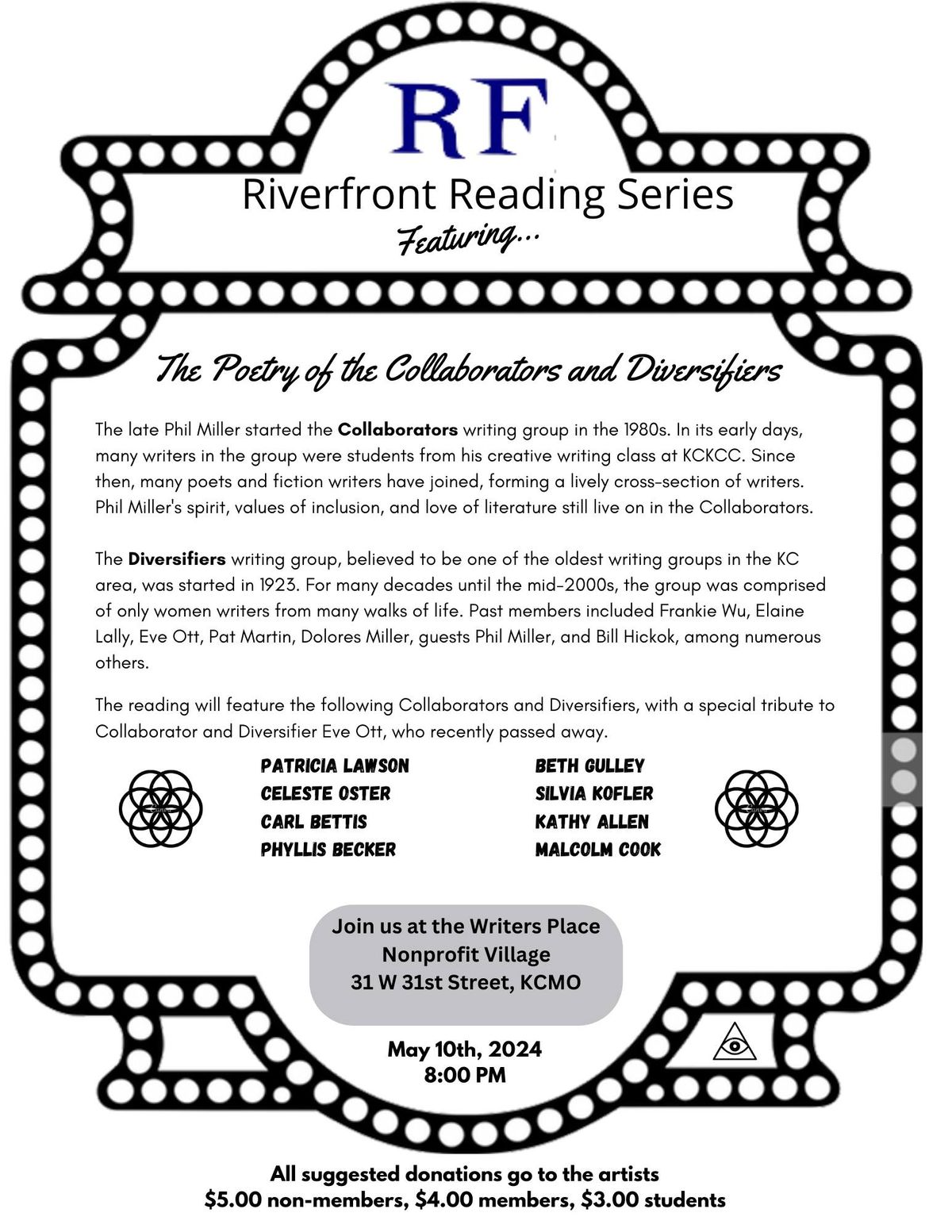 Riverfront Readings featuring the poetry of the Collaborators and Diversifiers