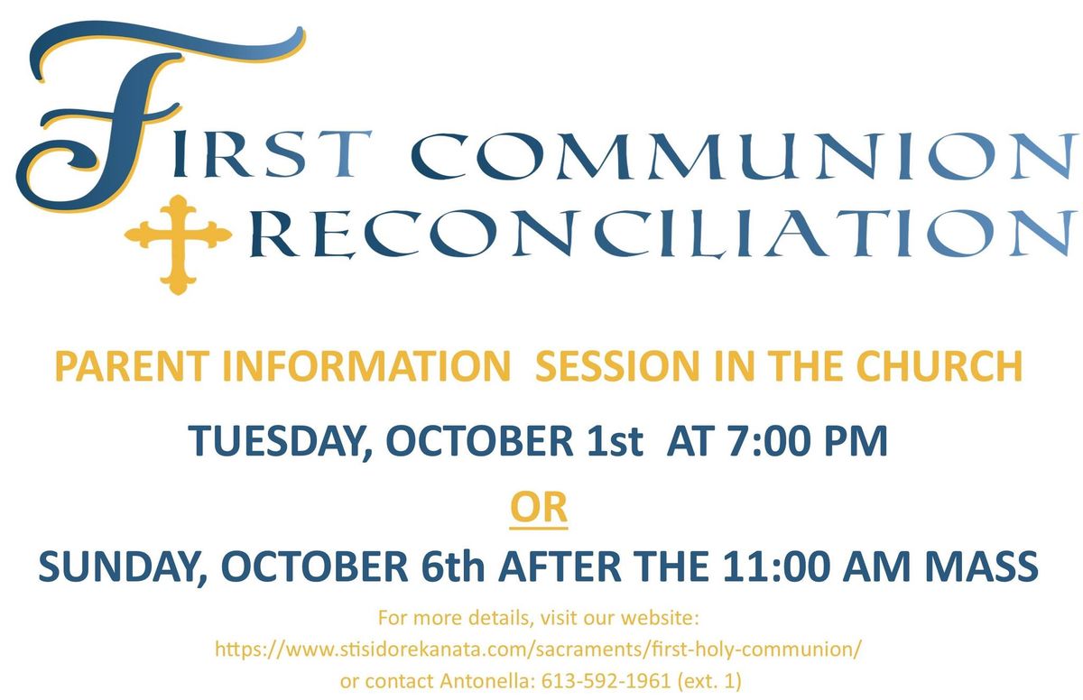 Preparation for First Reconciliation & First Holy Communion\u2013 Parent Info Meeting - Option A