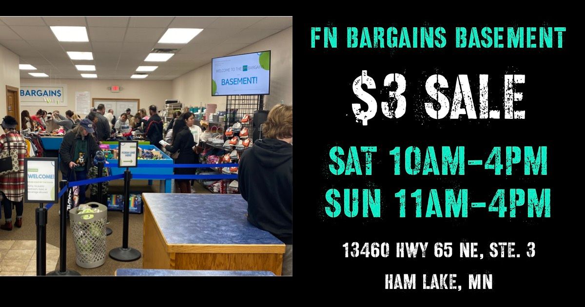 Everything is $3 Pop-Up Sale at FN Bargains \u201cBasement\u201d + Food Trucks on Sunday!