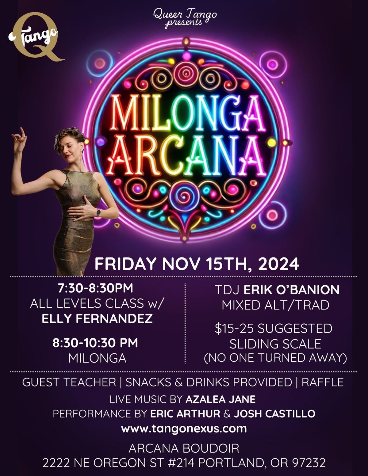 Milonga Arcana - PDX Queer Tango Milonga w\/ Guest Teacher Elly Fernandez!