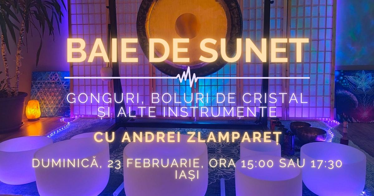 Baie de sunet cu gonguri, boluri de cristal \u0219i alte instrumente, \u00een Ia\u0219i