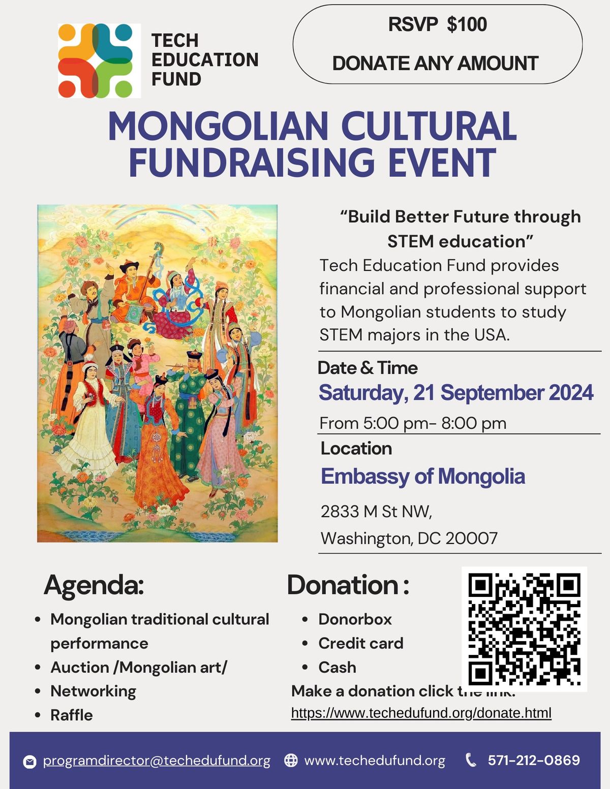 Mongolian Cultural and Fundraising Event for Tech Education Fund NGO