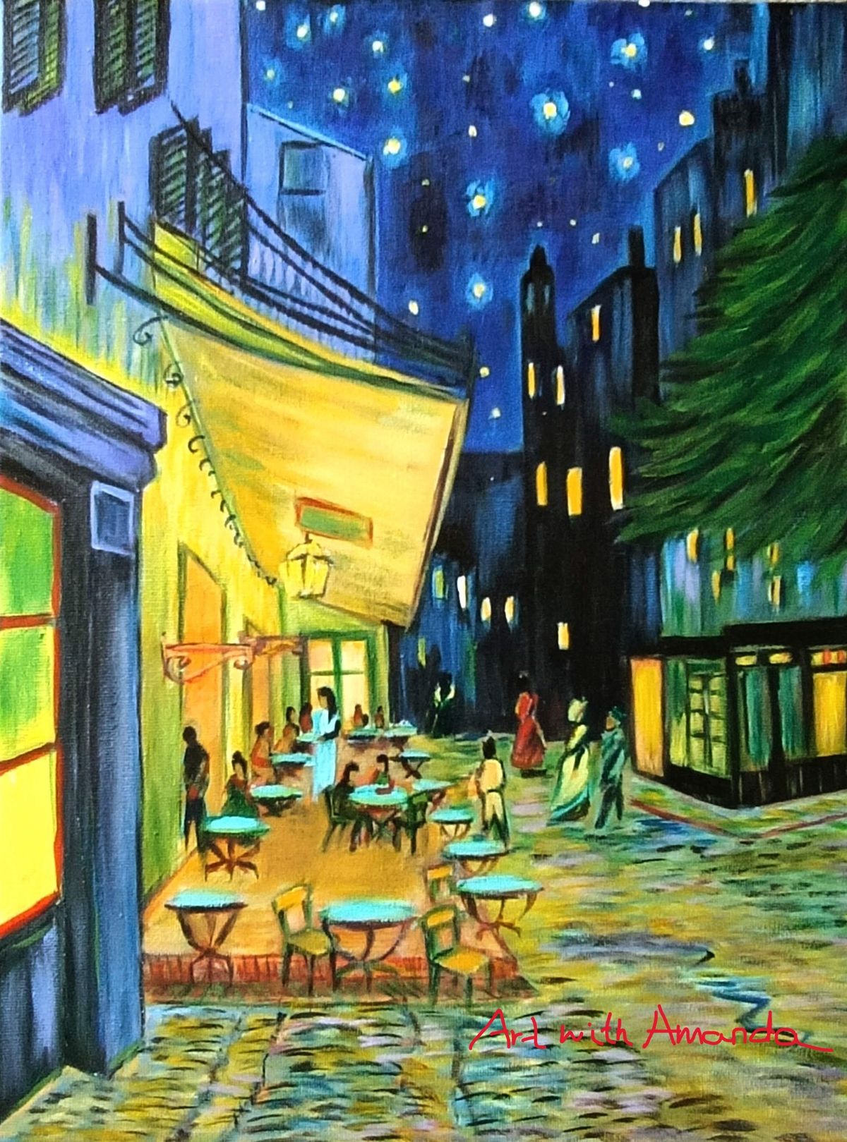 Van Gogh's Cafe Terrace At Night - Acrylic painting class