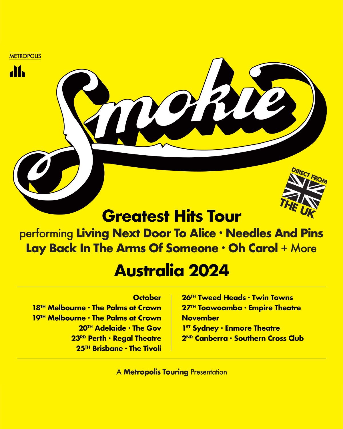 Smokie (UK) Greatest Hits Tour | Brisbane