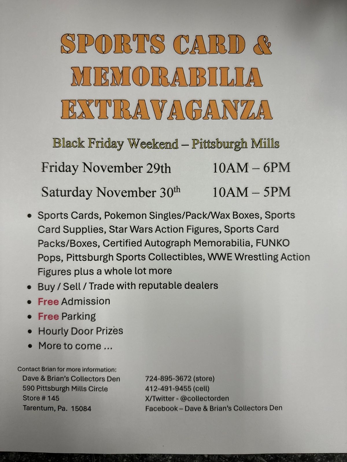 BLACK FRIDAY Sports Cards & Memorabilia Show!