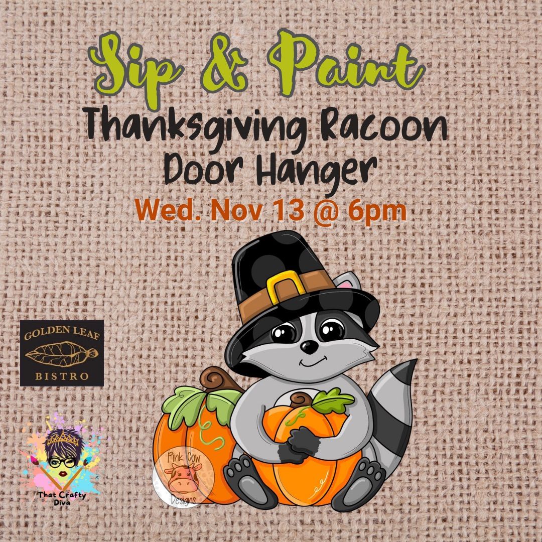 Sip & Paint a Harvest Raccoon Door Hanger