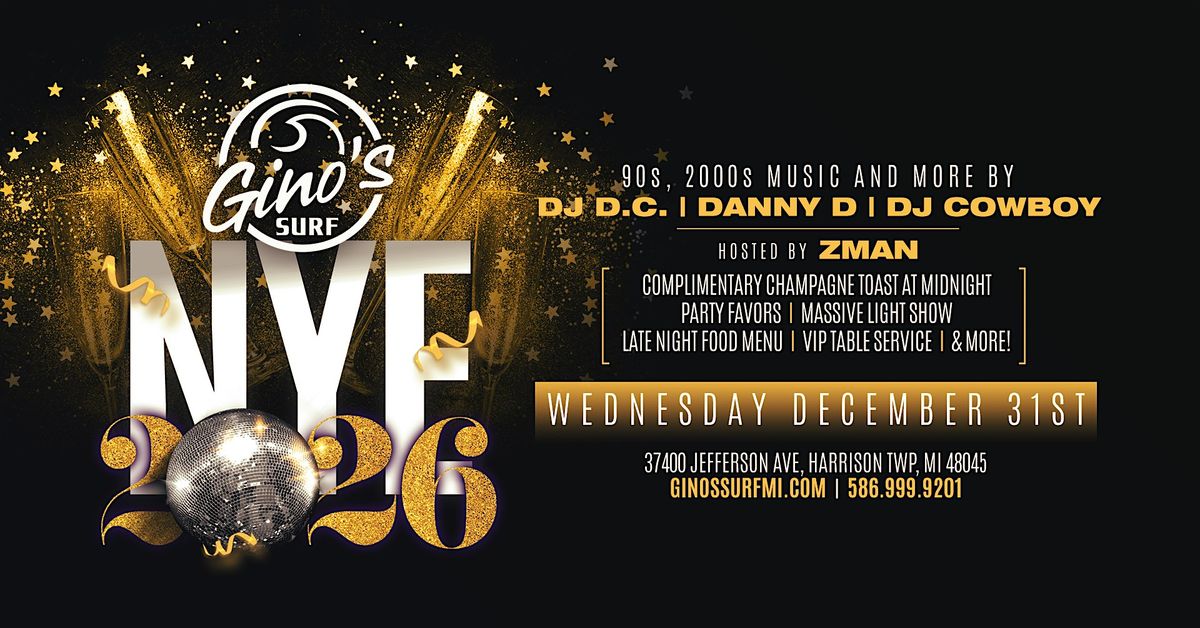 NYE 2026 at Gino's Surf on Wednesday, December 31