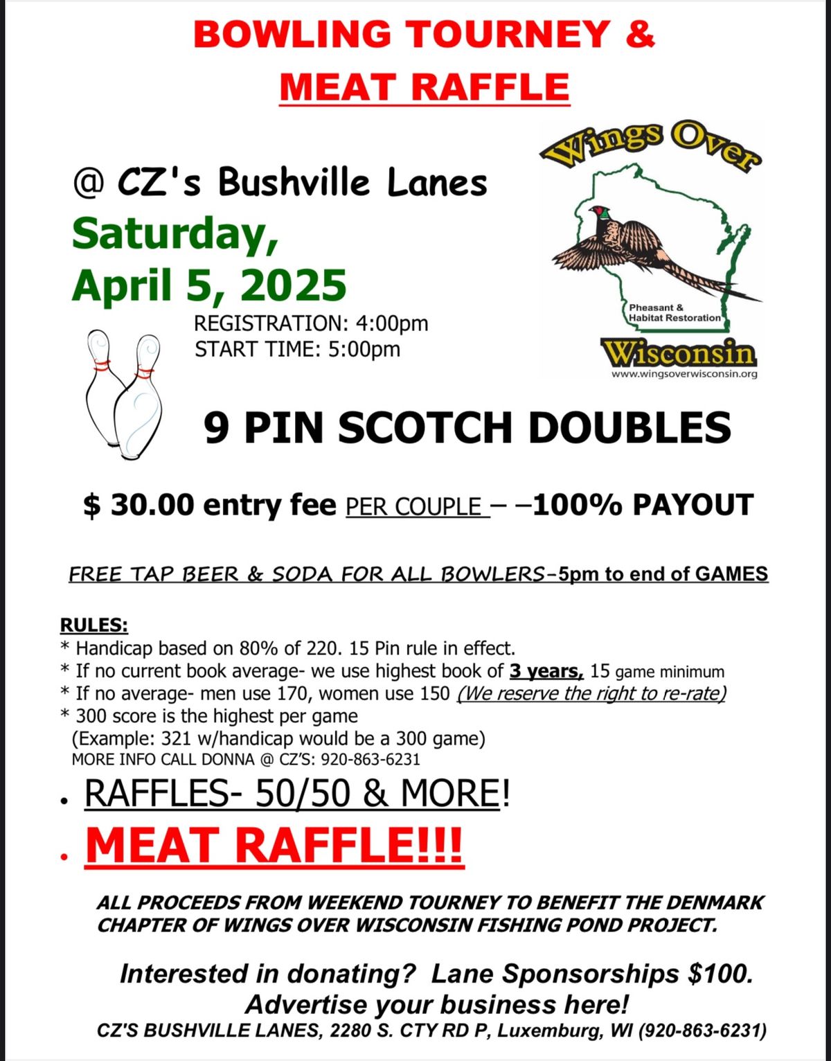 Meat Raffle \/ Bowling Tourney