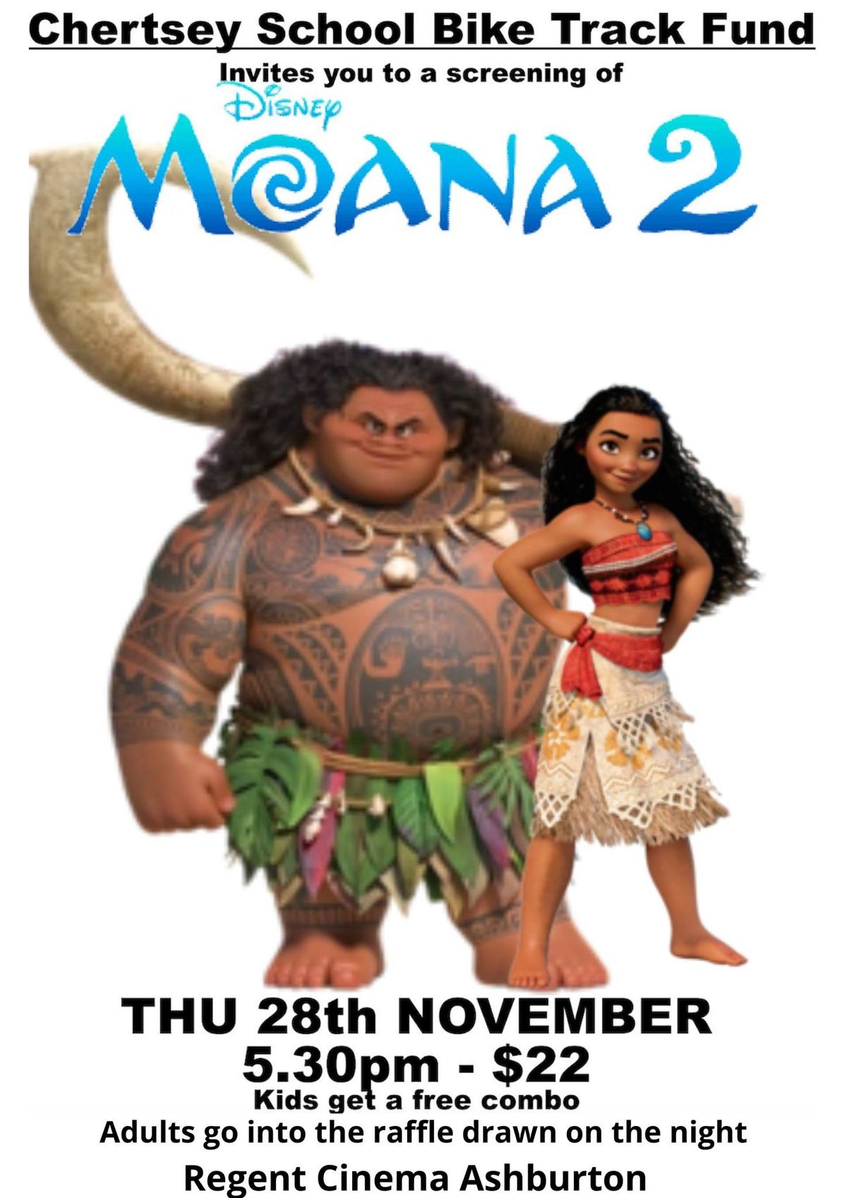 Support our Bike Track Fundraiser and watch Moana 2