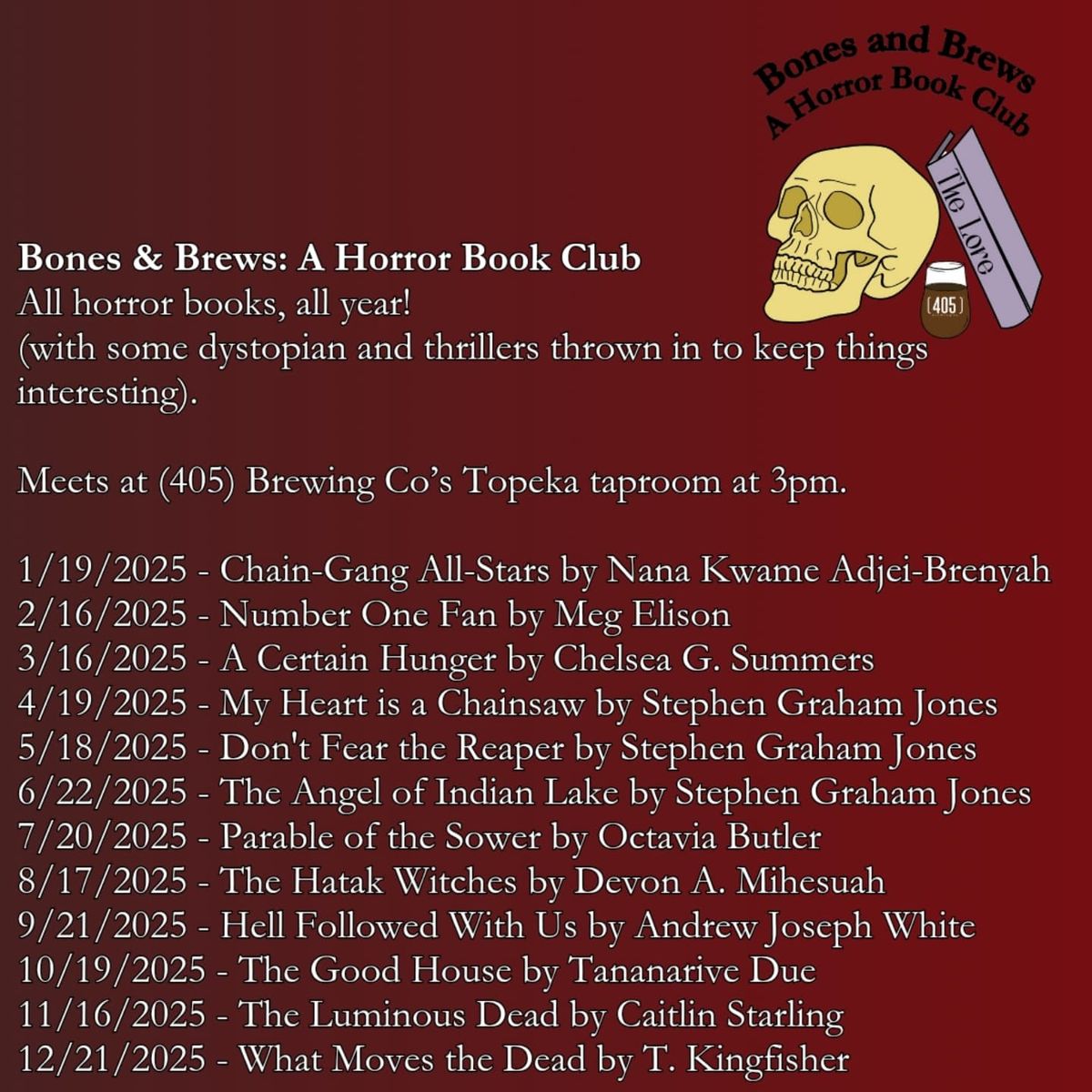 Bones and Brews Book Club at (405) Brewing 