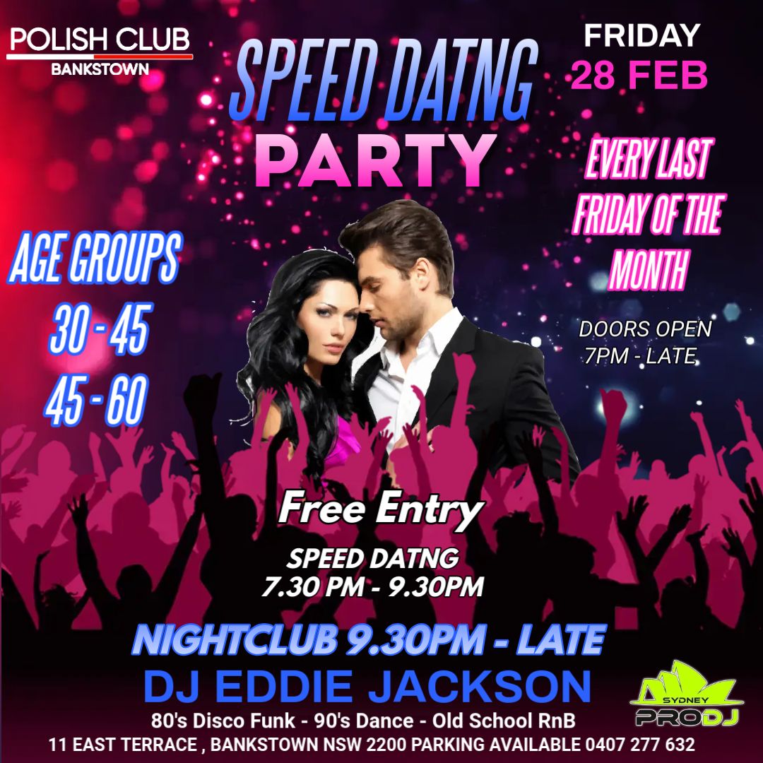 Free Entry : 30 -45 * 45- 60 : 80's Disco Funk : 90's Dance : Old School RnB Speed Dating Party 