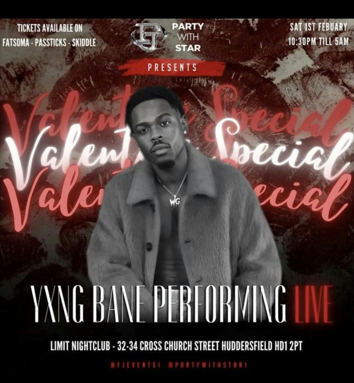 Superstar Yxngbane performing live at our valentines special event in Huddersfield 