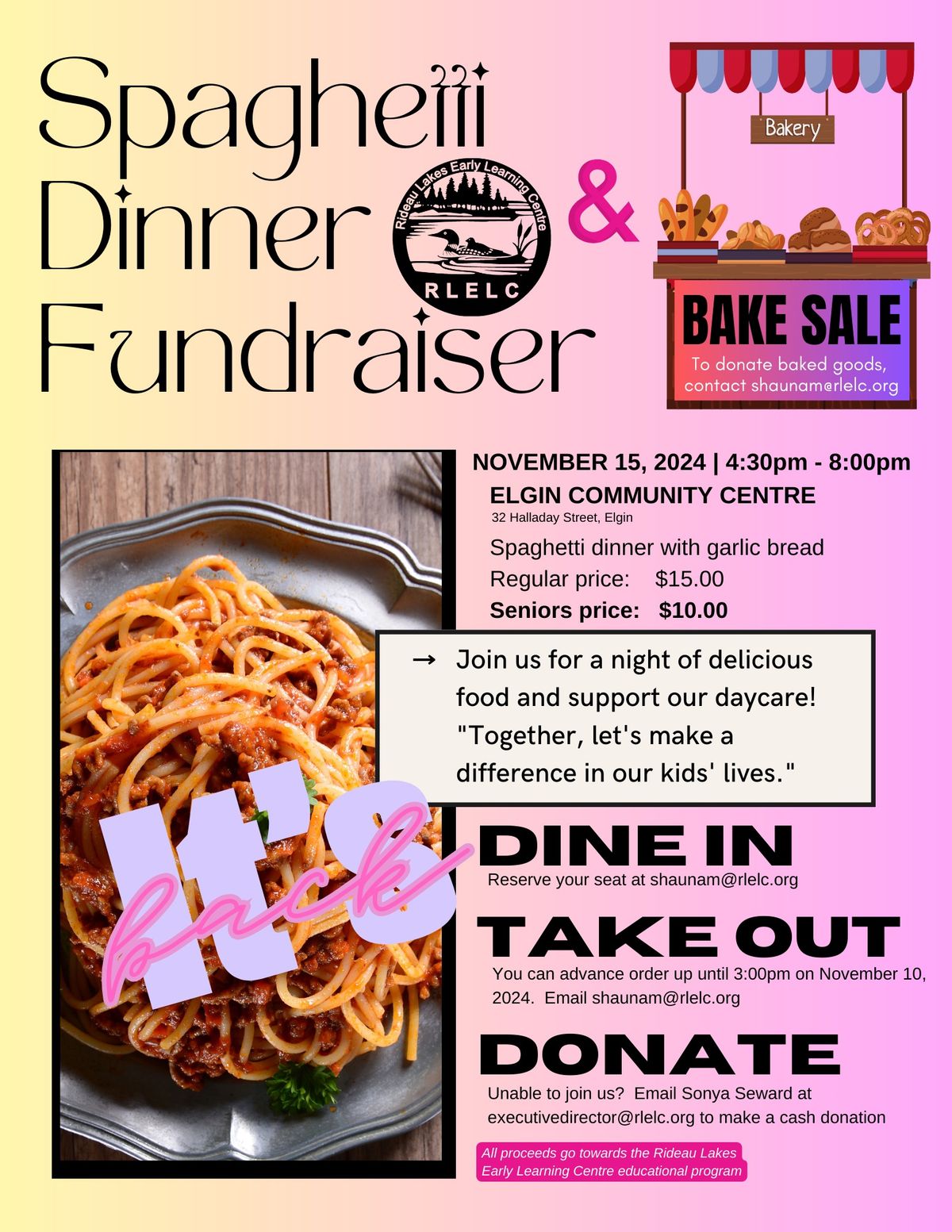 Spaghetti Dinner in Support of RLELC