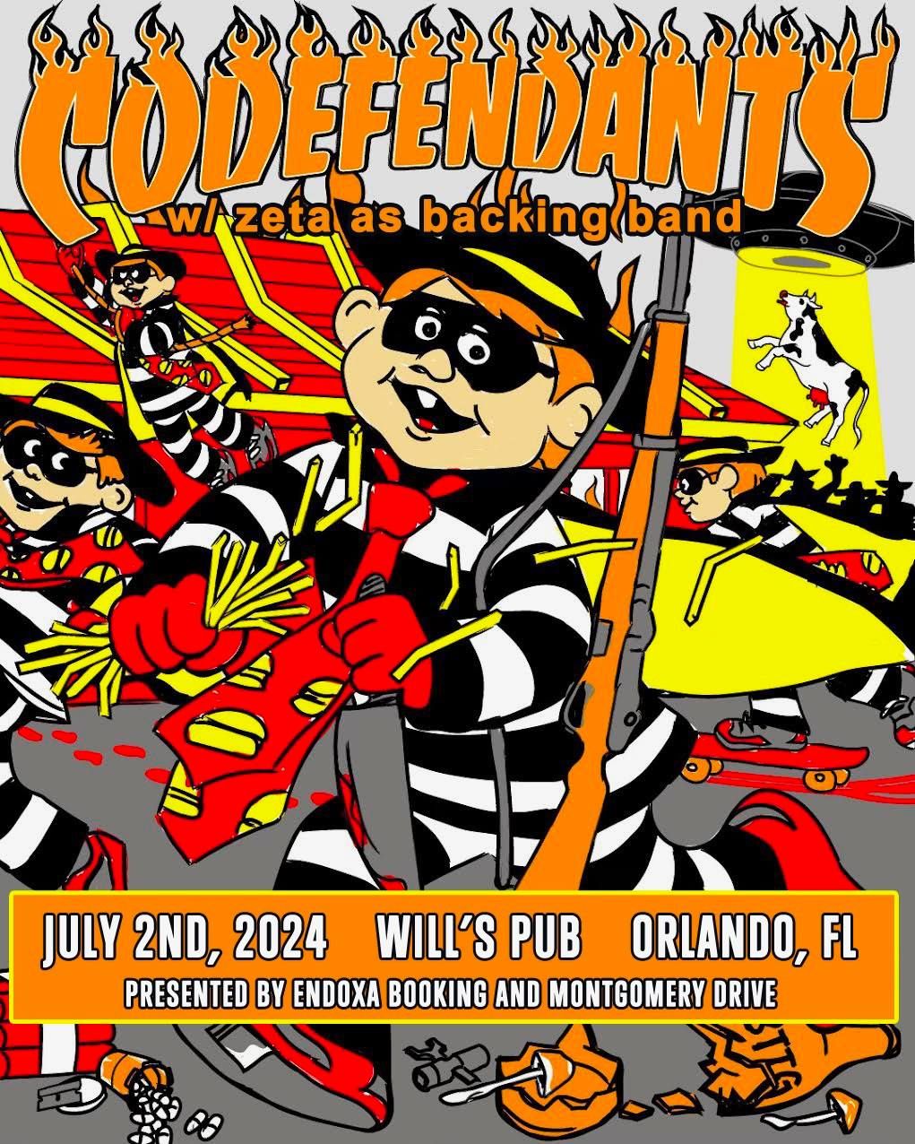 Codefendants with Zeta as Backing Band plus 430 Steps and TV Generation at Will\u2019s Pub - Orlando, FL