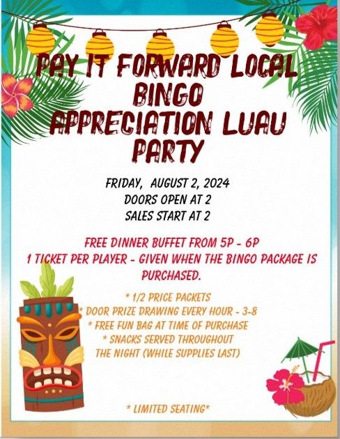 Pay It Forward Local Bingo Player Appreciation Party 