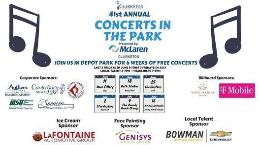 Concerts In The Park July 2nd Depot Park Clarkston 2 July 2021 Clarkston April 25th Events 2022
