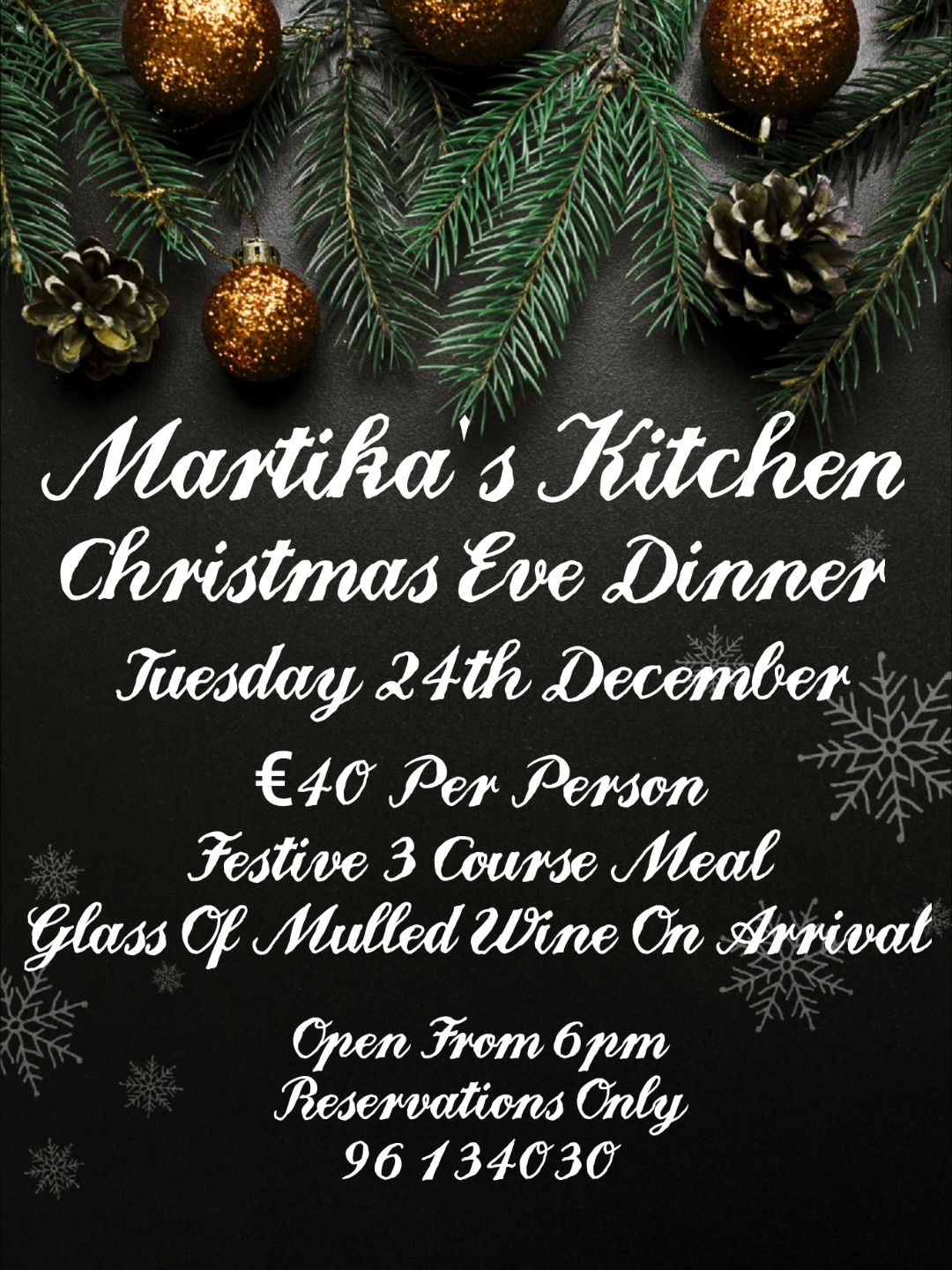 FULLY BOOKED - Christmas Eve Dinner