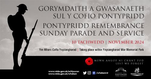 Pontypridd Remembrance Sunday Parade and Service\/Sul Y Cofio Pontypridd