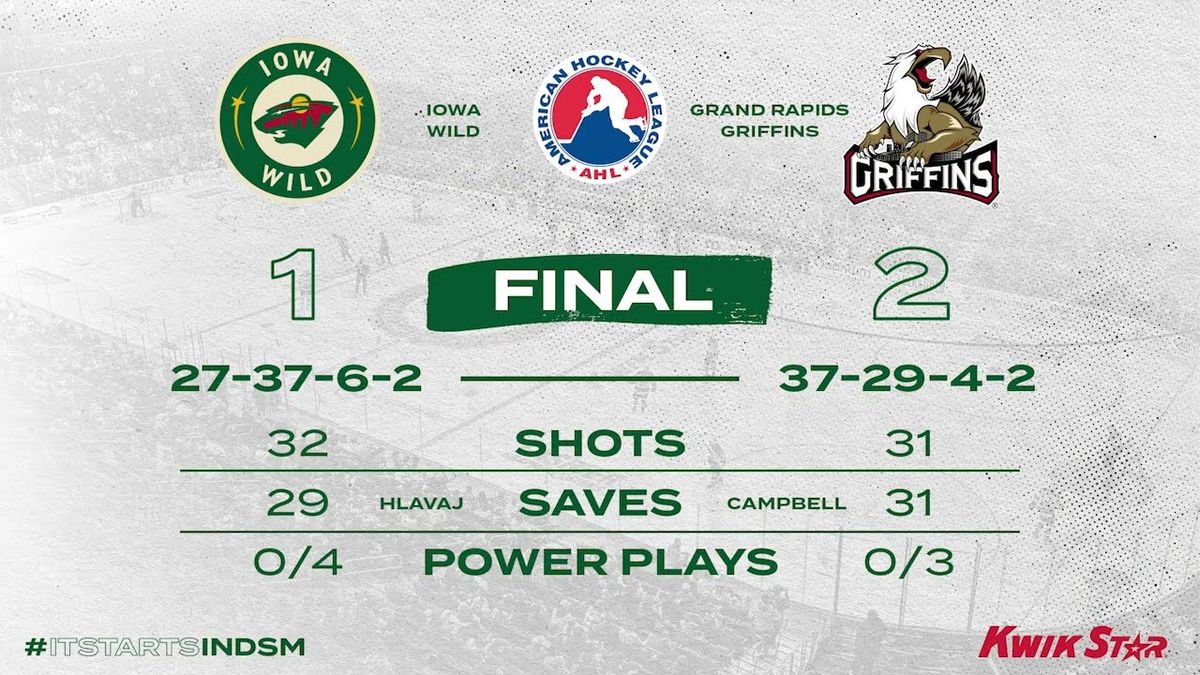 Grand Rapids Griffins at Iowa Wild at Casey's Center