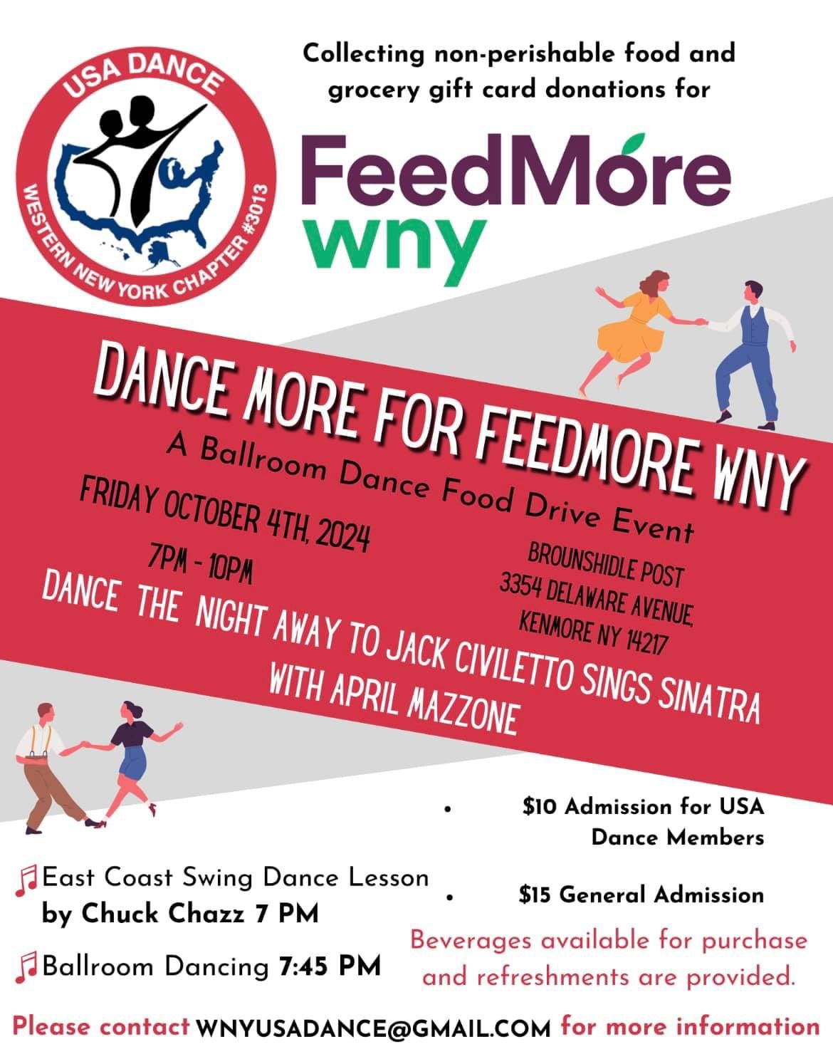 Dance More For FeedMore WNY         A Ballroom Dance Food Drive Event